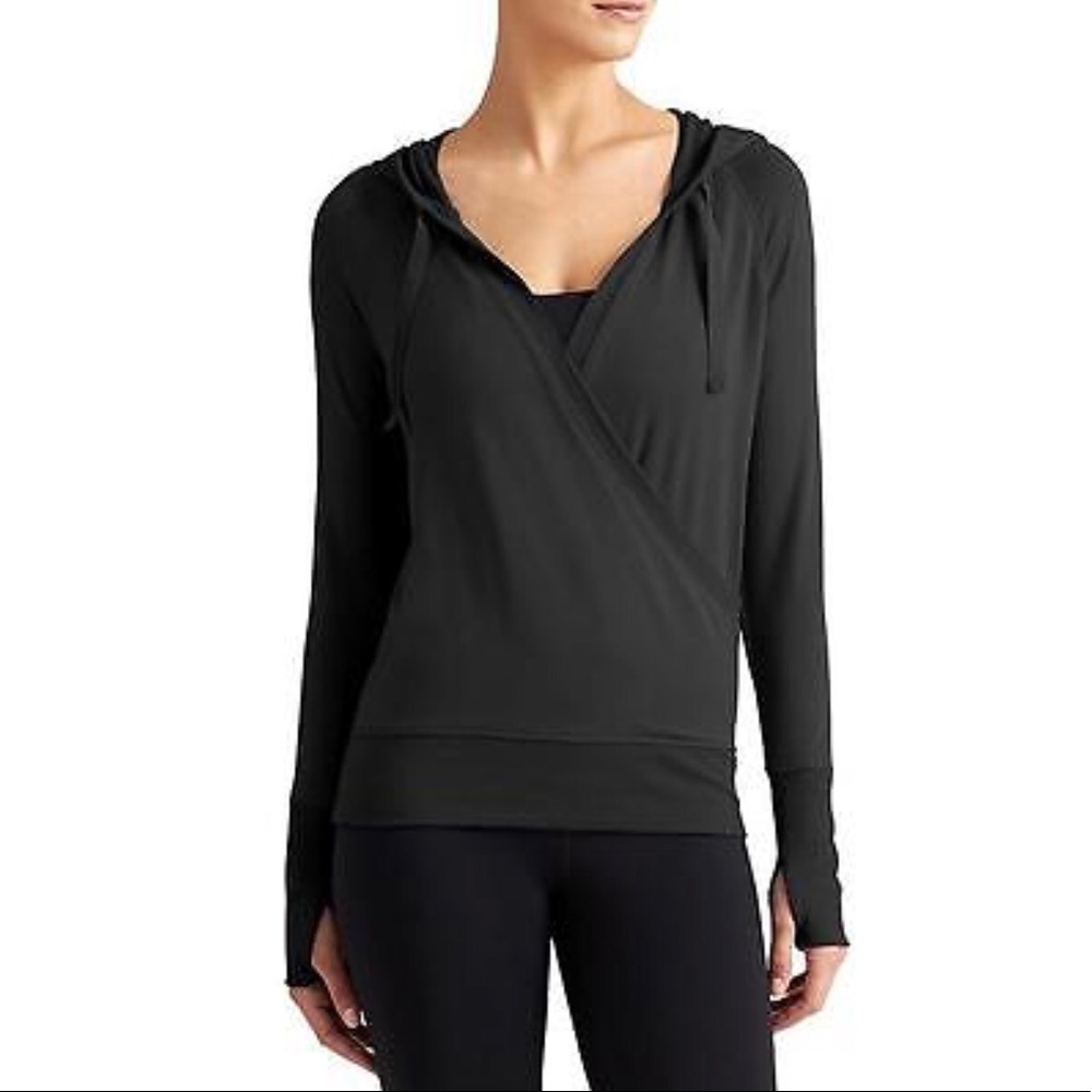Athleta Black Stretchy Inner Twist Hoodie